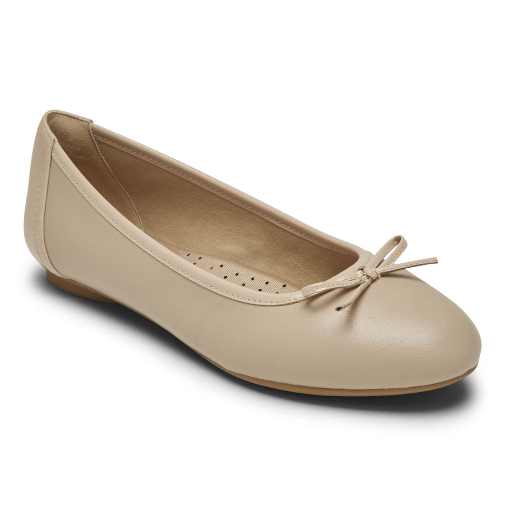 Rockport Flats For Womens Beige - Reagan Bow - TZ8014295